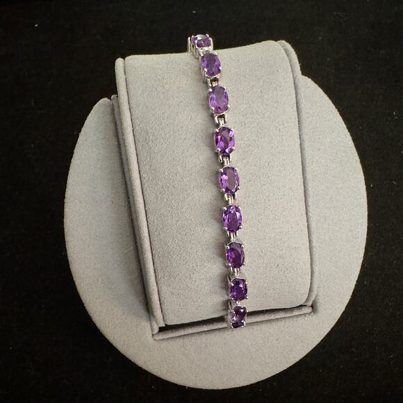 Beautiful Genuine Amethyst Bracelet 7.25in, 4.5mm 7.98ctw~Retail $1300~NEW - Picture 1 of 14